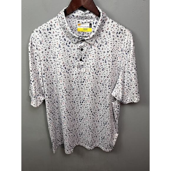 Nicklaus Eco Choice Polo Shirt Men's Large White Island Pattern Performance - Picture 1 of 9